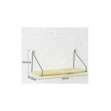 RU Wall Shelf 40 cm - Depth 15 cm - Floating Shelf Wood Decor - Black Metal Brackets - for Living Room, Bedroom, Office - L40 x D 15 x H 15 cm