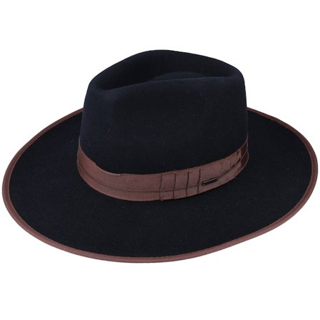 Brixton - Reno Black/Brown Fedora Traveler Black Hat - @ Hatstore
