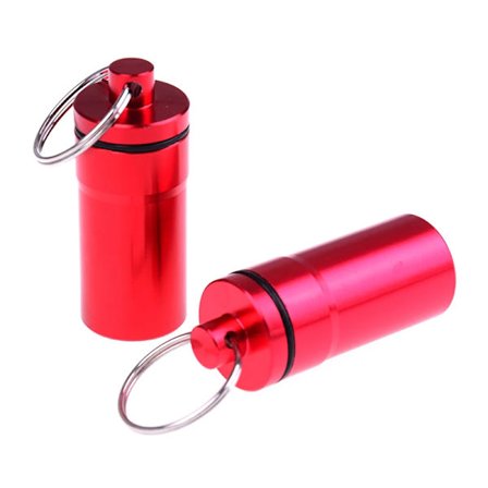 Højkvalitets 2 stk. vandtæt aluminium pilleæske, bærbar mini pillebeholder flaske opbevaringsetui nøglering