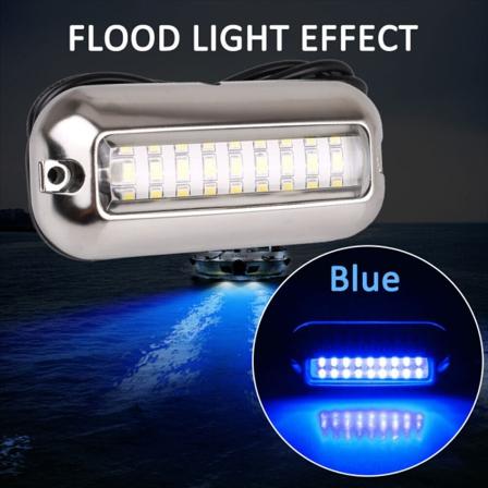 2x 27LED sininen vedenalainen meriponttoni/veneen peräpeililamppu Stainl