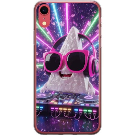 Kompatibelt Mobildeksel til Apple iPhone XR Søt DJ-figur trekant neonlys fest kawaii EDM-musikk kul 3D-karakter fargerik rave festival vibe moro desig