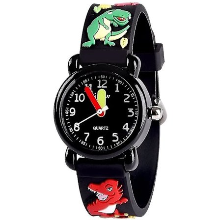 Vandtæt ur til børn med dinosaurdesign i silikone