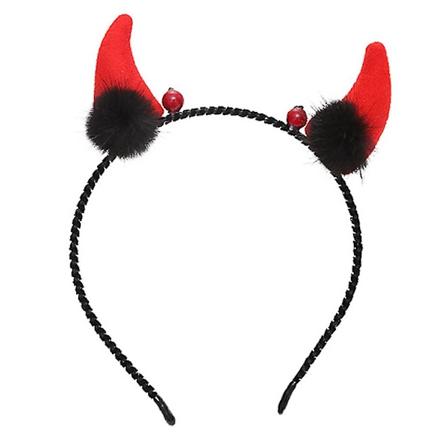 Halloween pannebånd med horn, pannebånd med djevelhorn, hodeplagg, cosplay, festdekorasjon, rød djevel