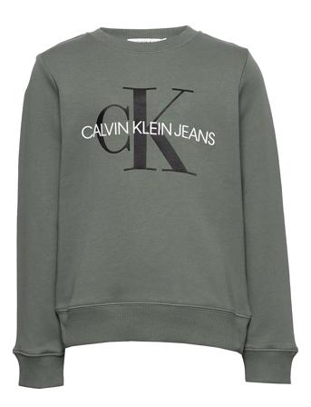 Monogram Logo Sweatshirt Sweat-shirt Tröja Grå Calvin Klein