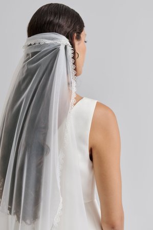 Lace trimmed cap veil