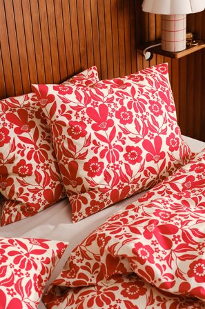 Jotex - Putetrekk 2-pk 50x60 Cm Økologisk Rød/naturhvit - SELJA - Kjøp Putevar hos Jotex