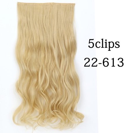 Syntetisk 22 32 tum 5 Clips Hårförlängning Värmebeständig falska hårstycken Långa vågiga frisyrer Clip In Hair Extensions