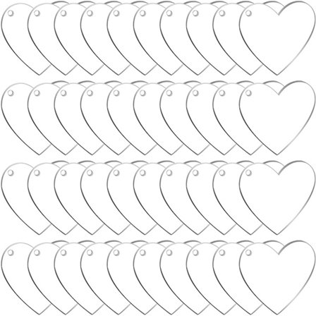 90 Pack Akryl Hjerte Nøkkelring Blanks Akryl Hjerter Discs DIY