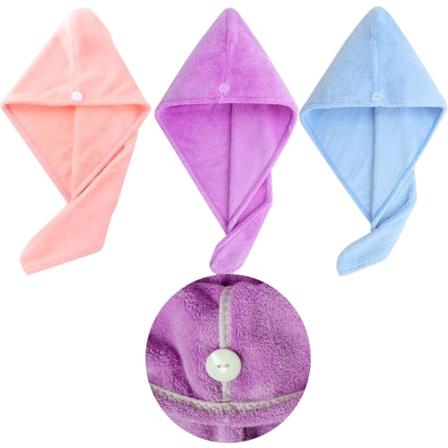 3 kpl mikrokuituhiusturbaania naisille, pehmeä mikrokuituinen pikakuivaava hiusturbaani kahdella napilla märälle/lyhyelle/kiharalle/hienolle hiukselle