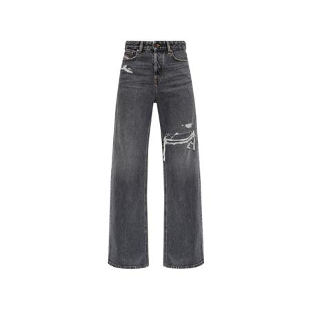 Diesel, Straight Jeans Grijs, Dames, Maat:W26 L34,Katoen,Patches