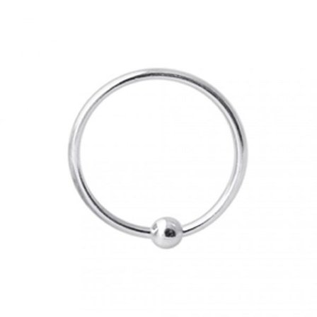10 mm.Piercing ring i 925 Sterling Silver med kula