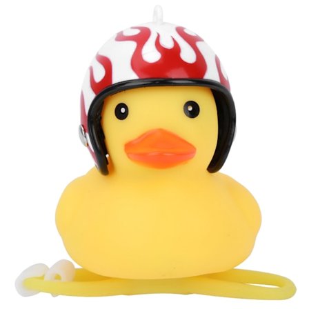 Gul and med hjelm, sykkel, motorsykkel tilbehør med hjelm, varsellys og lyd (flamme)