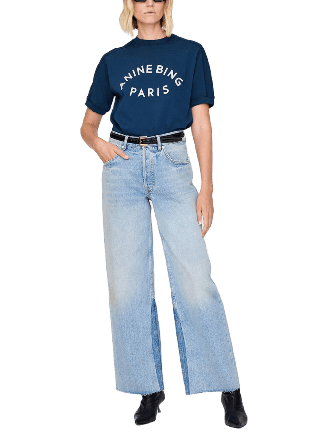 Anine Bing Jaylin Tee Paris T-shirts Dam Blå XS