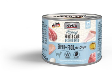 Mac's Super Food for Puppies Kylling og Kalv 200g Våtfôr - 6pk