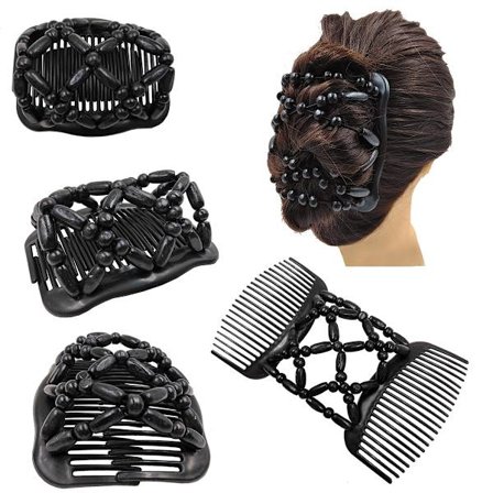 2 stk. Perle Hårkamme, Magiske Elastiske Hårklemmer Strækbare Hårkamme Dobbeltklemmer, Kvinders Hårspænde