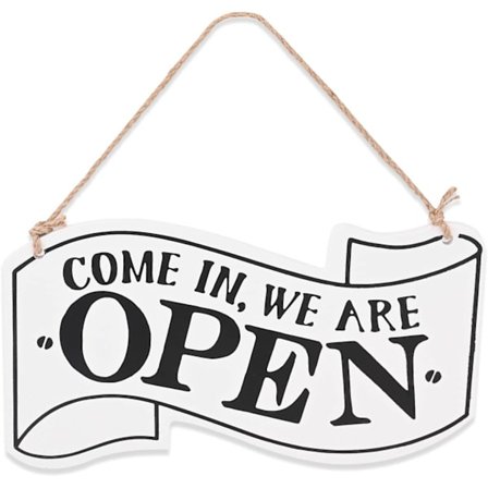 Avoinna Suljettu Puinen Kyltti 13.5x25cm Koristeellinen Puinen Kyltti Woo