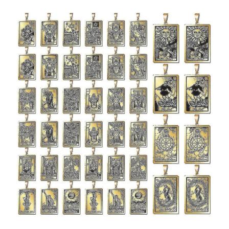 44 kpl ruostumattomasta teräksestä valmistettu tarot-kortti kaulakoru riipus Tarot korukorut hieno ja kuun viehätys