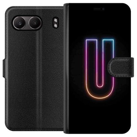Kompatibel Tegnebogsetui til OnePlus OnePlus Nord 4 Minimalistisk neonbogstav U i farverig lyseffekt mod sort baggrund