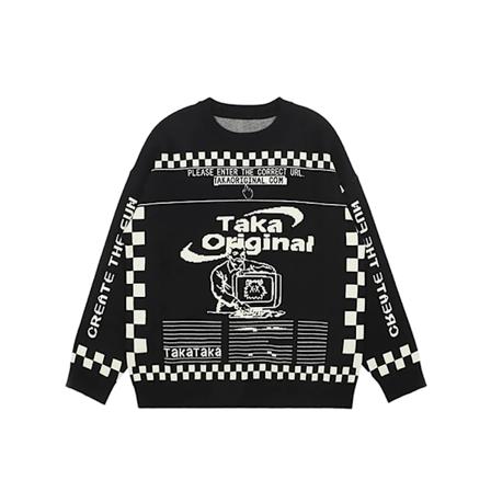 Dame Oversized Y2k Æstetisk Trøje Strikket Trøje Jumper Grafisk Vinter Streetwear Koreansk Mode Langærmet Tøj Sort black L