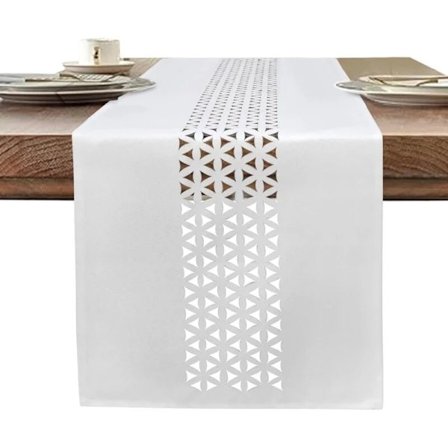 Link Moderne Vit Bordløper Chemin 183 x 35 cm Duk Kobler En look og vaskbar for matbordsdekorasjon, restaurant, julefest.