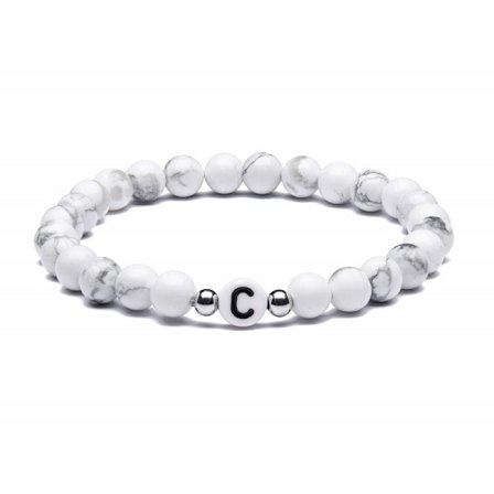 Hvit Initial Armbånd for Par og Venner - Basic Naturlig