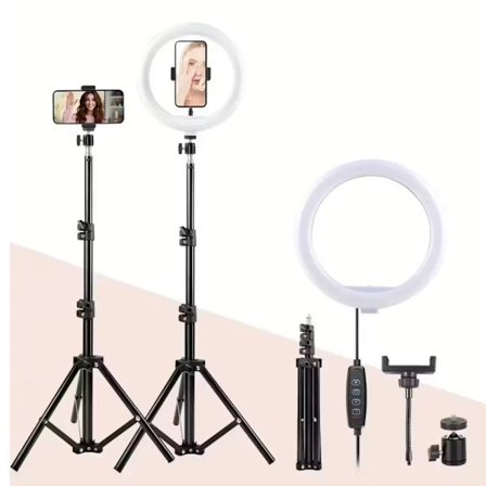 25 cm LED-ringlampa med 160 cm stativ & telefonhållare – Perfekt för livestreaming & foto