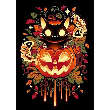 30*40cm 5D Halloween Diamantmaleri, Græskar Fuld Diamantmaleri