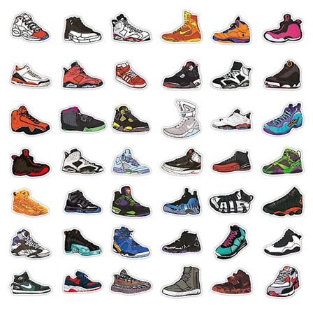 GHYT 100 stk. basketball klistermærker til sko, seje klistermærker til sneakers, vandtætte klistermærker til skateboard, cykel, bærbar computer, 