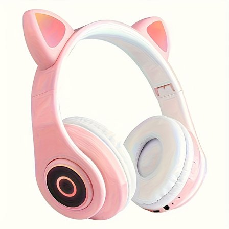 Over-Ear Gaming Hovedtelefoner med Trådløs, 5.0 Lyd, Langtidsholdbart Batteri, USB-C Opladning og In-Ear Komfort til Sport & Træning - Pink, Trådløs