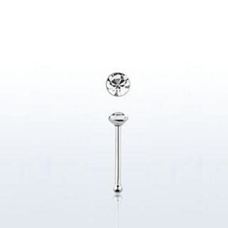 1 st. Näspiercing i Sterling silver med 2 mm. vit strass sten K