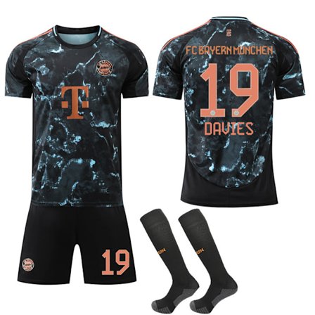 Bayern München Bortedrakt Fotballsett for Barn og Voksne 2024-2025 med Sokker No.19 DAVIES