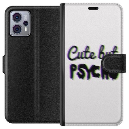 Kompatibel Tegnebogsetui til Motorola Moto G23 Rainbow-farvet legetøjsfigur med et glad ansigt og farverige cirkler i en legesyg studieillustration