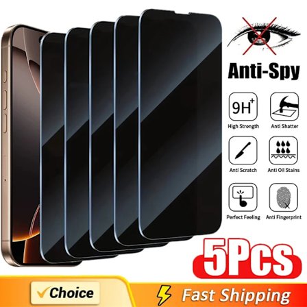5-pack Fullständigt täckande sekretess skärmskydd för iPhone 16 11 12 13 14 Pro Max Mini 8K Anti-spionglas för iPhone 15 PRO XR X XS MAX