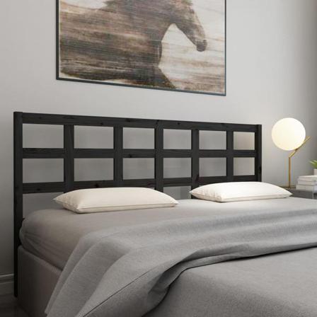 Vidaxl Sänggavel Svart 185,5x4x100 Cm Massiv Furu Svart