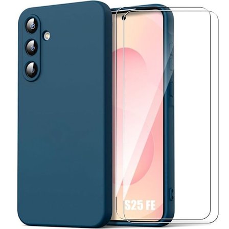 Skyddsskal - BOOLING - för Samsung Galaxy S25 FE - Slim Antichock Marineblå - 2 Tempererade Glas