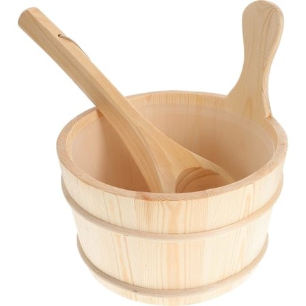 st Sauna Trä Hink och Skopa Set Bastu Vattenhink Träslev Kit Tunna Set Bastu Ångvatten Tillbehör