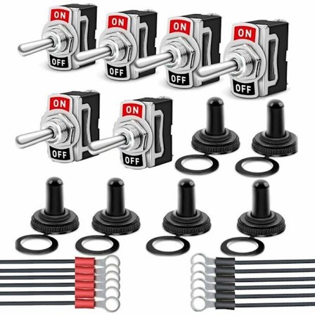 6 stk. vanntett vippebryter, automatisk vippebryter, AC 250V 6A PÅ-AV 2 posisjon 2 pin bryter med forhåndskablet, metall vippebryter for båtbil Tru