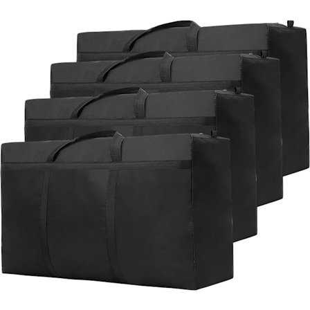 4 stk. flyttekasser store stærke med lynlåse, vandafvisende Oxford have flytte opbevaringsposer, opbevaringsboks under sengen til tøj, dyne, vasketøj