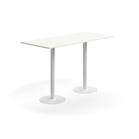 Baaripöytä ALVA, 1800x800x1100 mm, lattiaan kiinnitettävä, korkeapainelaminaatti, valkoinen