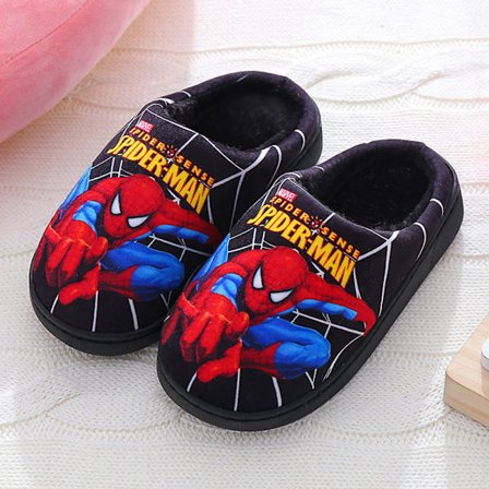 Bomullstøfler med mønster for barn, sklisikre, komfortable innesko, svart[JSR]