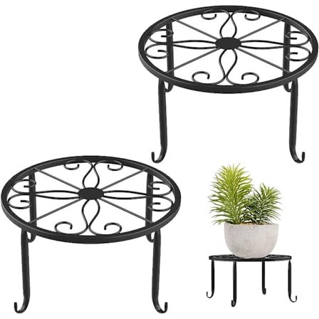 Sett med 2 planteholdere, smijern blomsterpotteholder, smijern blomsterpotteholder, dekor for innendørs utendørs hage hjem balkong