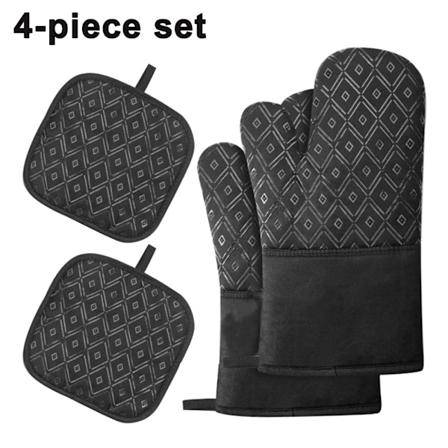 Ugnsvantar i silikon - 30CM svarta rutmönster 4-pack