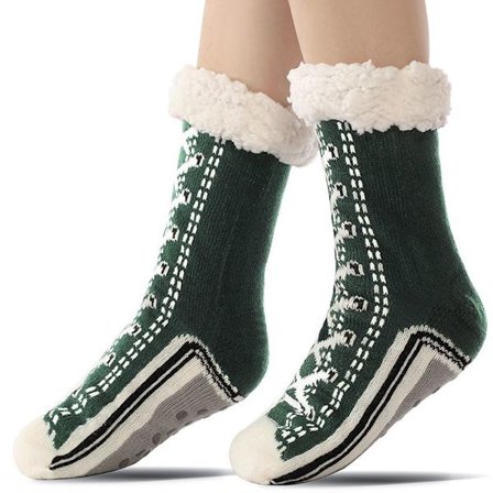 Gulvsokker, varme vintersokker, innesokker, peiskosetøfler, varme sklisikre hussokker for voksne, sklisikre tøffelsokker, tykke plysjsokker