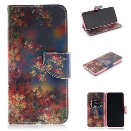 iPhone 9 Plus Synteetti Nahkainen Kuviollinen Lompakko Suojakotelo - Kukkiva Puu