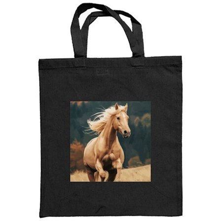 Stoffpose Praktfull hest som galopperer gjennom høstlandskap med varme farger og dyp naturfølelse, kraftfull bevegelse og nydelig detaljert illustrasj