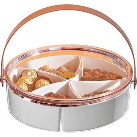 Rund Transparent Uppdelad Bricka, Bärbar Snacksbricka för Godis, Frukt, Nötter, Lämplig för Fest, Underhållning, Picknick Aptitretare Bricka (Transpa[