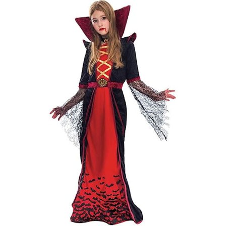 Royal Vampire-kostyme for jenter Deluxe sett Halloween Gothic Victorian Vampiress Queen Dress Up Party S