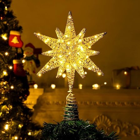 20 LED Batteridrevet Moravisk Stjerne Juletretopp med 6H Timer