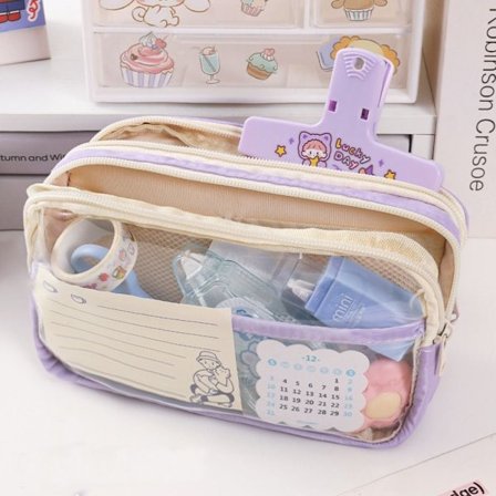 Lynlås blyanttaske brevpapiretui LILLA