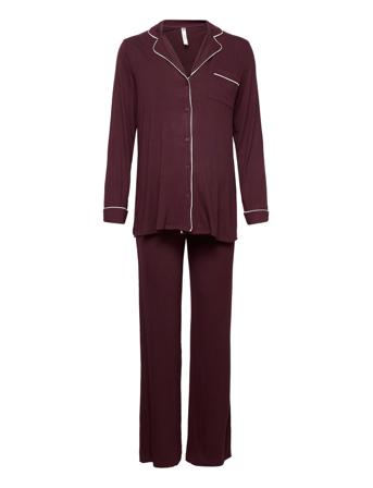 Maternity Soft Piping Pj Jerse Pyjamas Burgundy Lindex